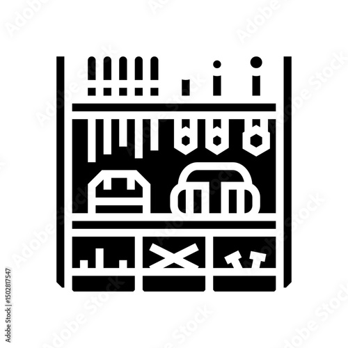 wall mounted tool rack glyph icon vector illustration