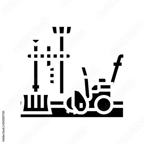 snow shovel winter gear glyph icon vector illustration