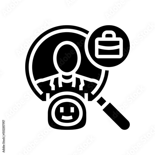 ai based candidate matching head hunting glyph icon vector illustration