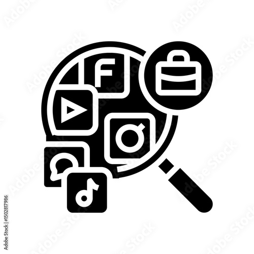 social media talent sourcing head hunting glyph icon vector illustration