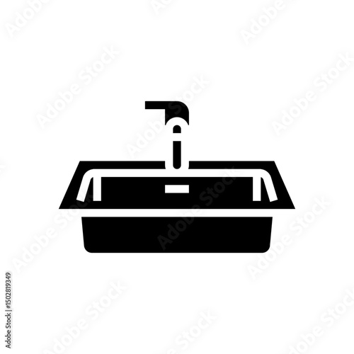 stainless steel sink glyph icon vector illustration