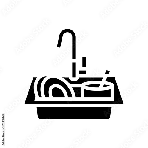 clogged sink glyph icon vector illustration