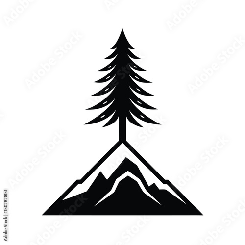 Pine Tree on Mountain Peak Icon