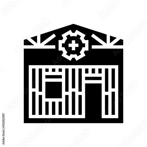 timber framing workshop wood frame glyph icon vector illustration