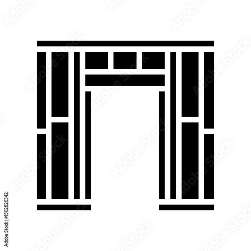 door wood frame house glyph icon vector illustration
