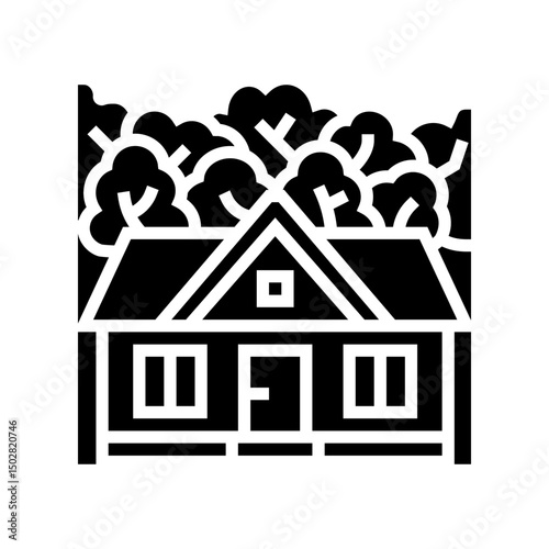 forest retreat cabin wooden glyph icon vector illustration