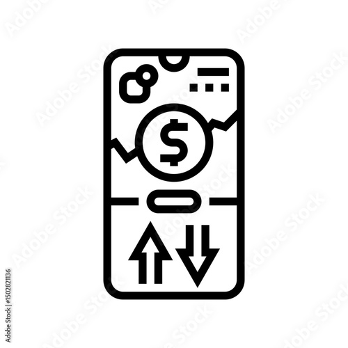 micro investment app fintech line icon vector illustration
