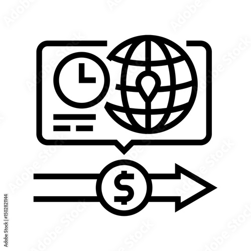 instant cross border payments fintech line icon vector illustration