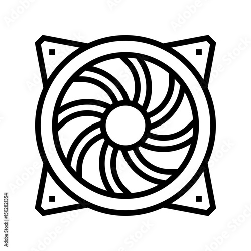 rgb led cooling fans gaming pc line icon vector illustration