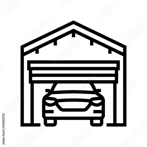 car inside garage line icon vector illustration