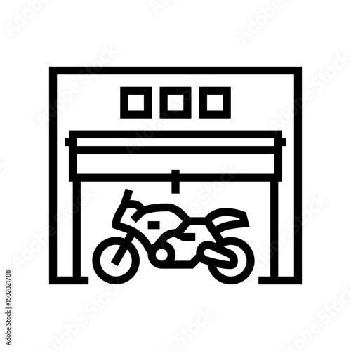 motorcycle garage line icon vector illustration