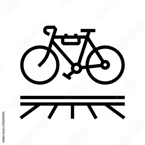 bicycle hanging wall line icon vector illustration