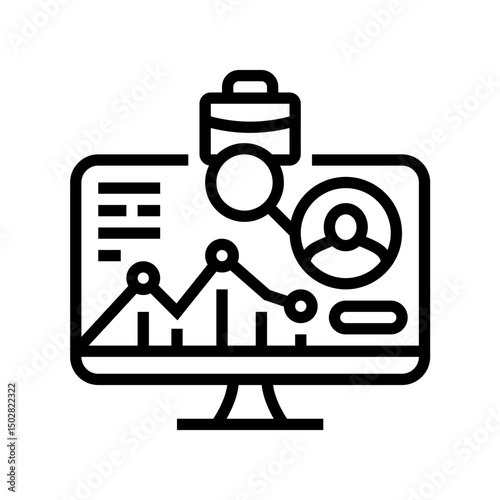 data driven recruitment analytics head hunting line icon vector illustration