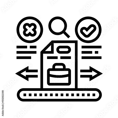 automated resume screening head hunting line icon vector illustration