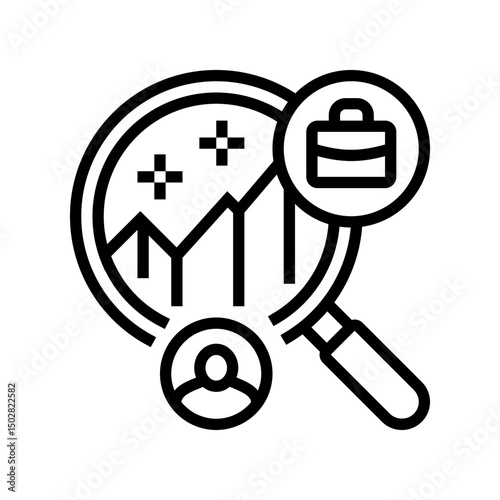 predictive hiring algorithms head hunting line icon vector illustration