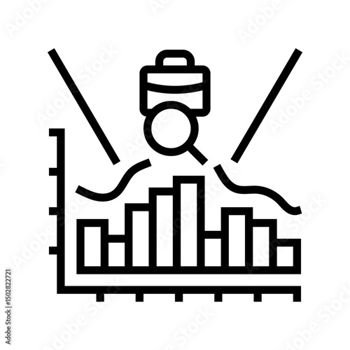 job market trend forecasting head hunting line icon vector illustration