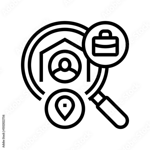 remote work specialist hiring head hunting line icon vector illustration