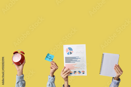 Female hands with alarm clo...