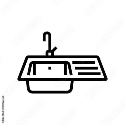 kitchen sink line icon vector illustration
