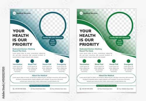 Corporate Creative Healthcare Medical Poster, Cover Or Flyer Design Editable Template Or Layout For A4 Print