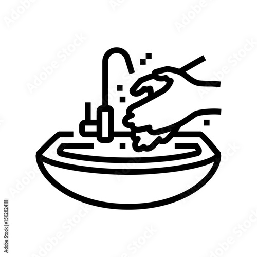 handwashing at sink line icon vector illustration
