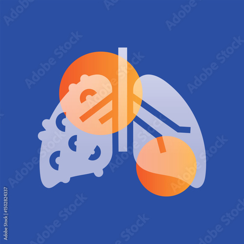 copd lungs glassmorphism illustration.
