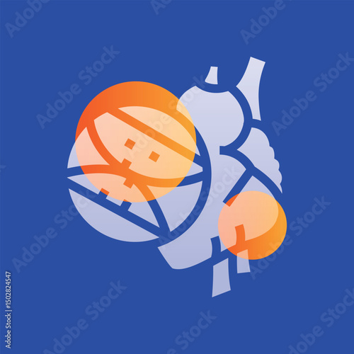 Coronary heart disease glassmorphism illustration.