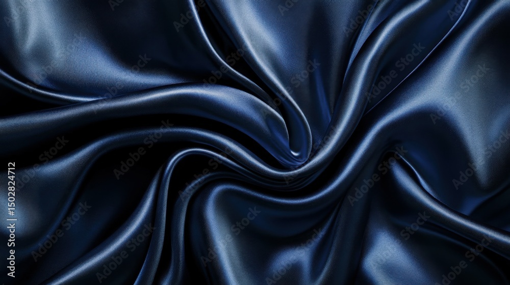 Fototapeta premium Deep Indigo Silk Fabric Texture with Smooth and Shiny Waves