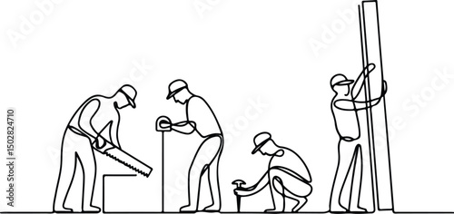 Construction Workers Silhouette Set – Builder, Engineer, Labor Vector Pack Silhouettes of Construction Men at Work – Industrial Worker Graphic Set