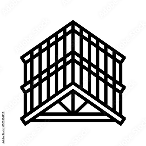 roof framing wood frame house line icon vector illustration