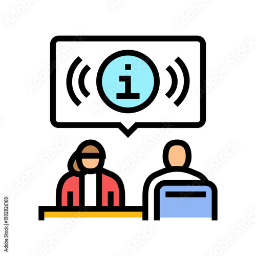 customer service office assistant color icon vector illustration
