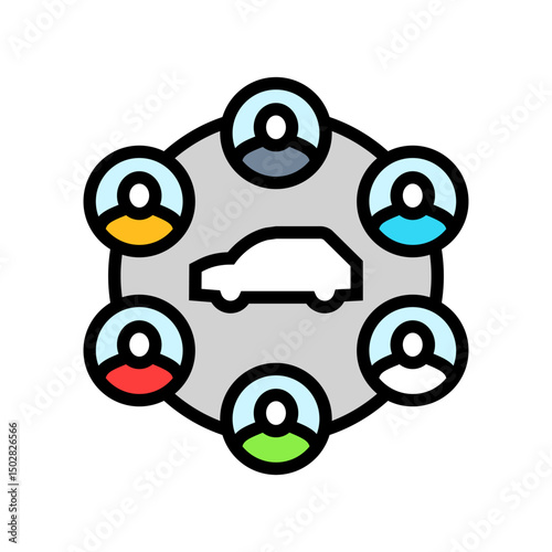 carpooling car share service color icon vector illustration