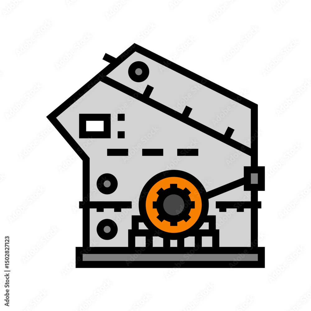 Fototapeta premium limestone crusher cement production color icon vector illustration
