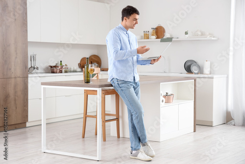 Young man having  online da...