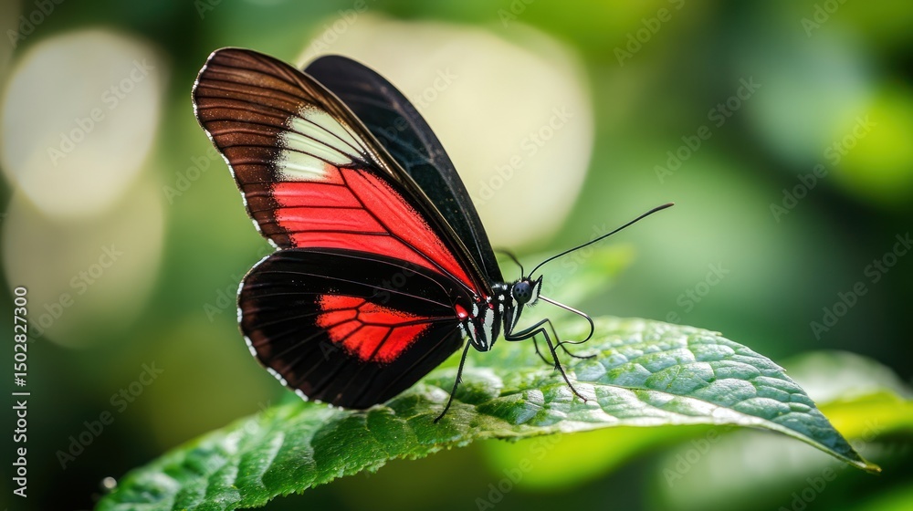 Fototapeta premium Spectacular Crimson-Patched Butterfly on Lush Greenery