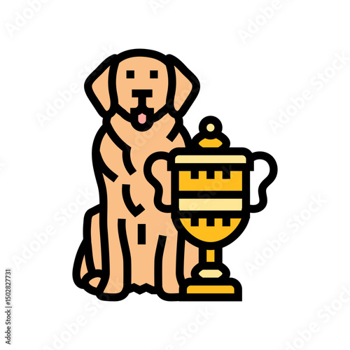 trophy dog competition show color icon vector illustration