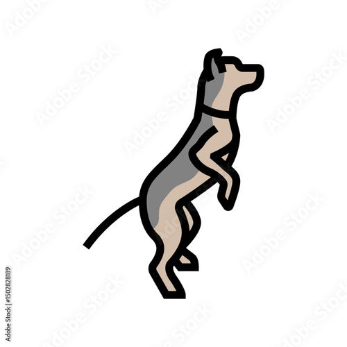 standing tall dog competition show color icon vector illustration