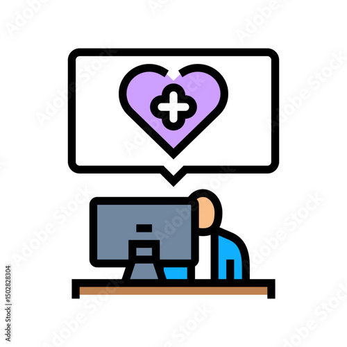 workplace wellness employee health color icon vector illustration