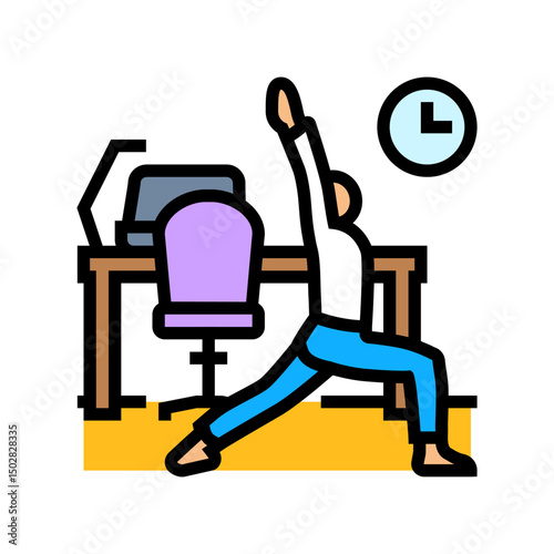 desk yoga employee health color icon vector illustration