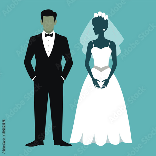 bride and groom on wedding day