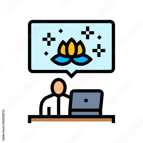 meditation and mindfulness employee health color icon vector illustration