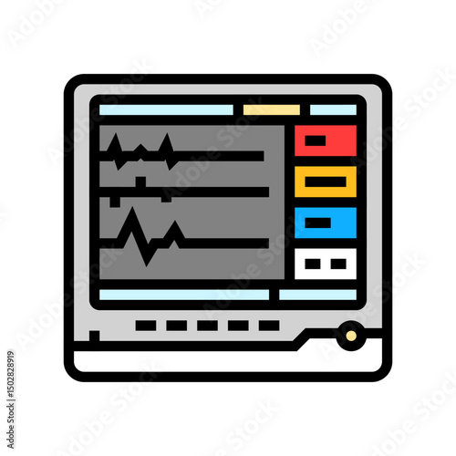 flat heart monitor line mortality color icon vector illustration