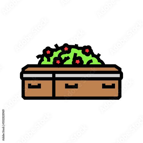 coffin flowers mortality color icon vector illustration