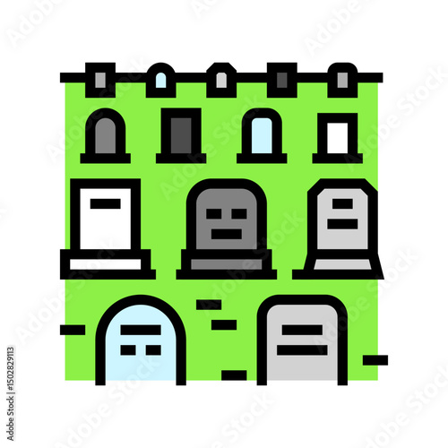 cemetery landscape mortality color icon vector illustration