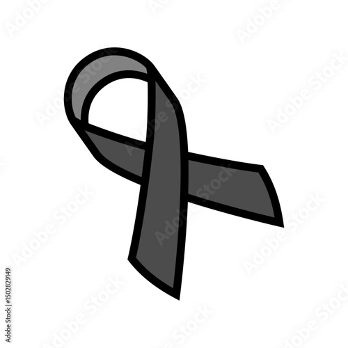 mourning ribbon mortality color icon vector illustration