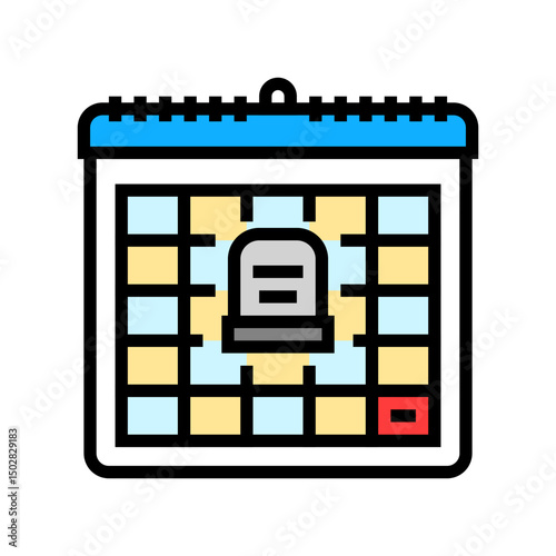 calendar marked date death color icon vector illustration
