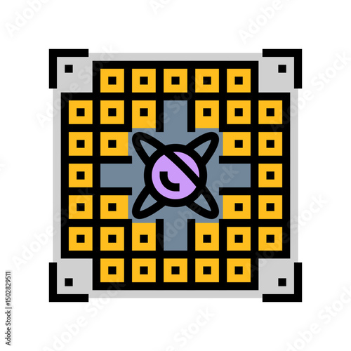 chip entangled qubits quantum computer color icon vector illustration