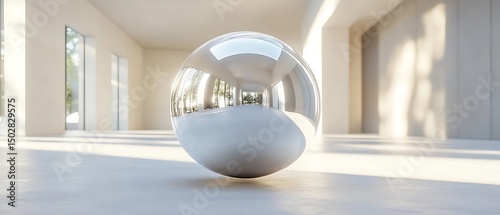 Sphere in bright modern room