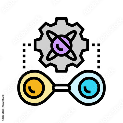 entanglement between two particles color icon vector illustration