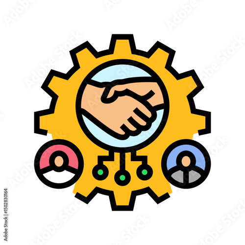 r&d team collaboration research development color icon vector illustration